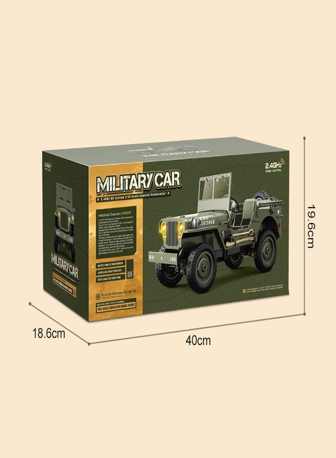 RABRA Remote Control Truck Off Road - 4x4 1/10 Scale Willys Army Rock Crawler RC Truck with Winch&Car Cover, 40Mins Play Time All Terrain Offroad RC Car, Military Vehicle Toys for Boys - Image 5